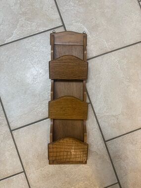 Vintage Oak Wood Wall Mail & Key Organizer